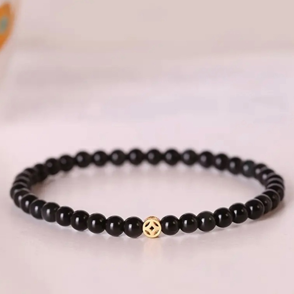 Brand New 4mm Obsidian Stretch Bracelet for protection, repel negative energies